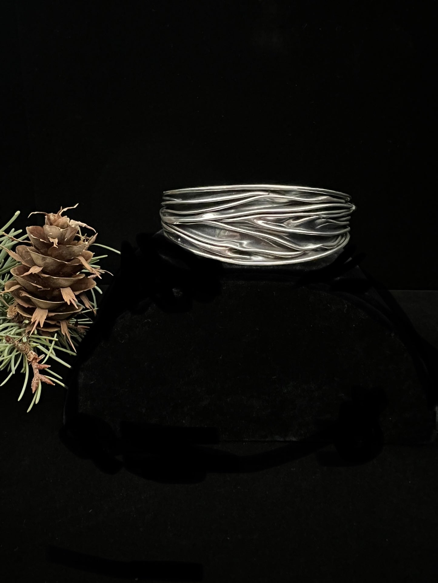 Sterling Silver Textured Wave Bracelet