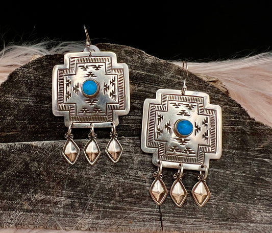 Cross Earrings with Turquoise