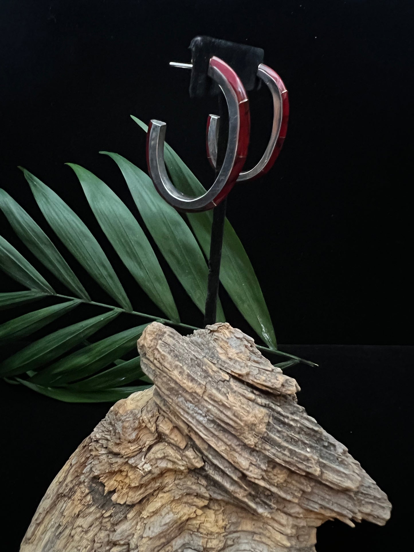 Red Jasper Oval Hoop Earrings