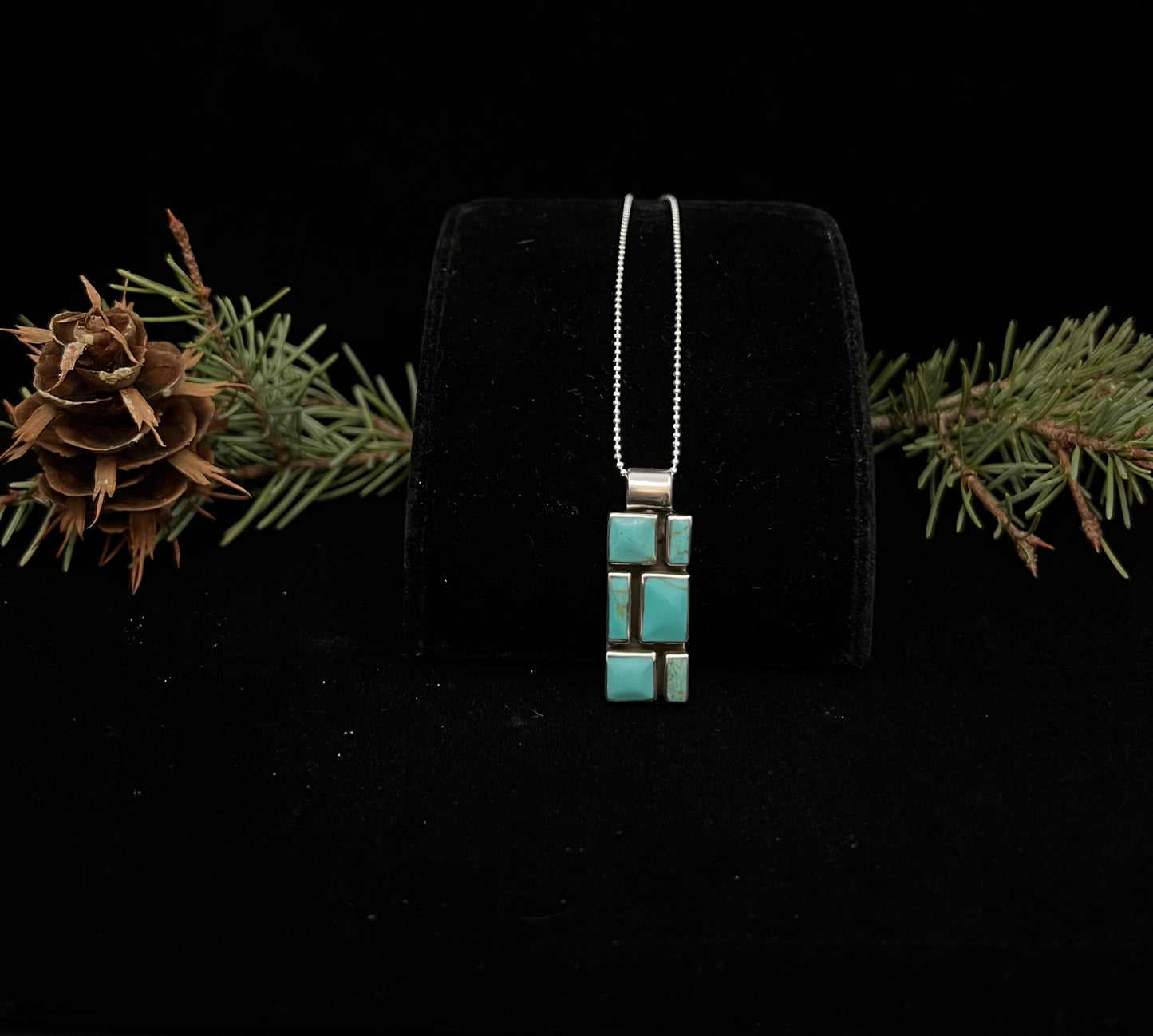 Slim Turquoise Mosaic Necklace