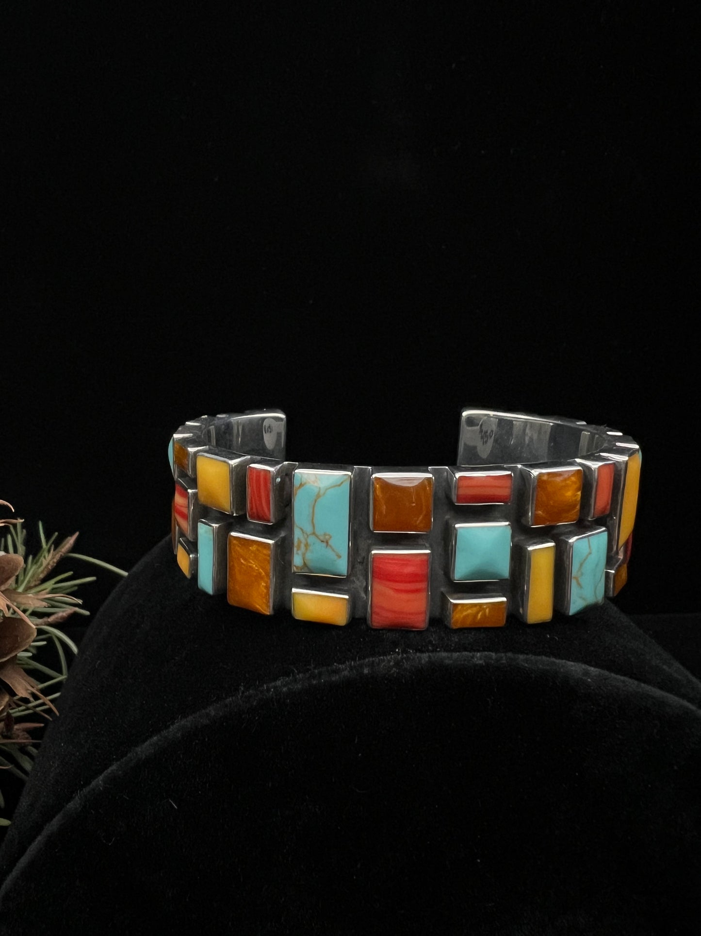 Medium Multi Stone Mosaic Cuff Bracelet