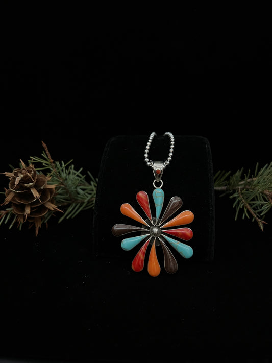 Large Multi Stone Daisy Necklace