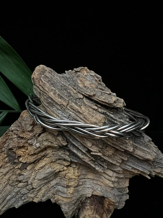 Sterling Silver 7 Strand Braided Cuff Bracelet