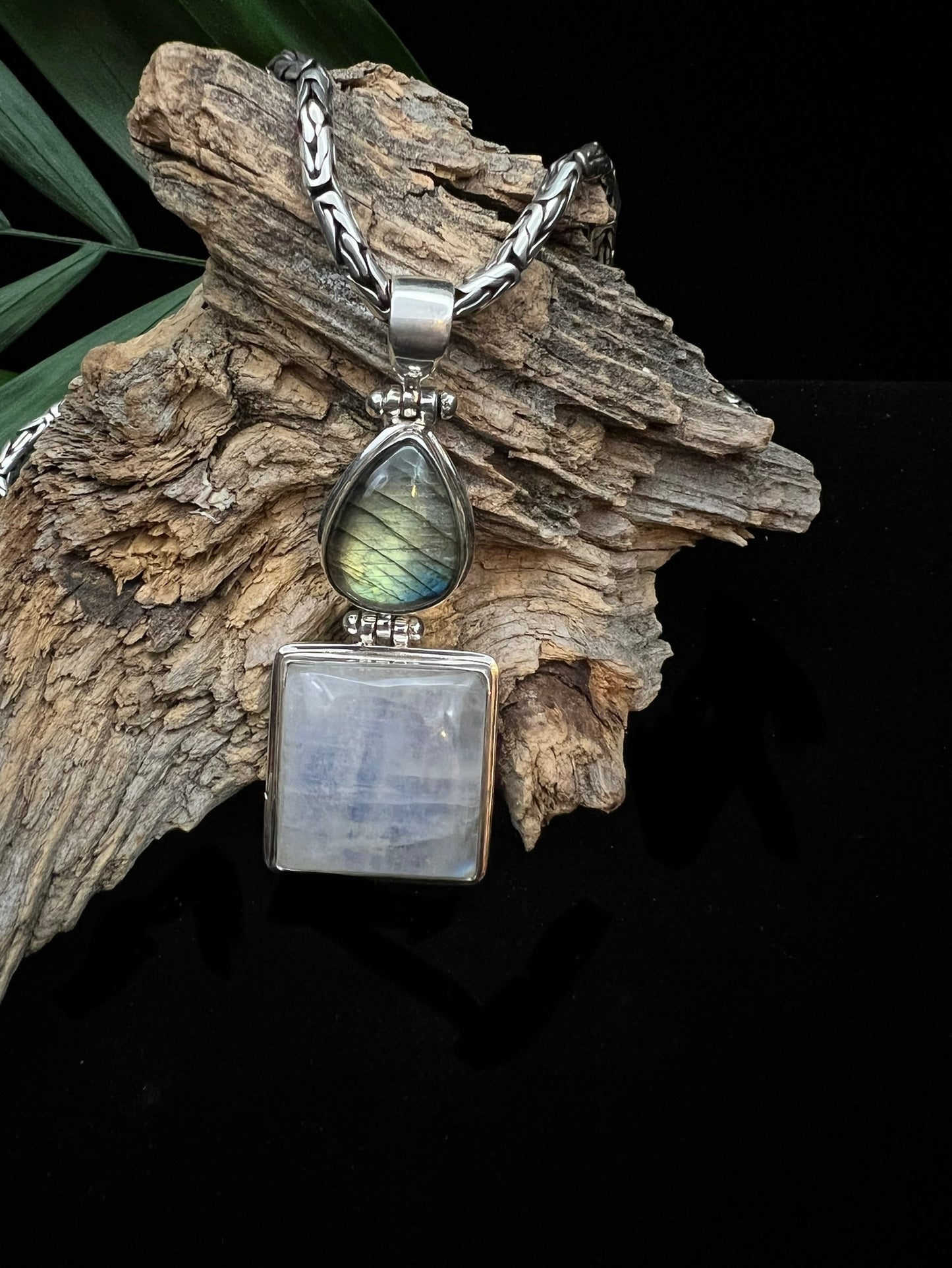 Sterling Silver Labradorite & Moonstone Pendant