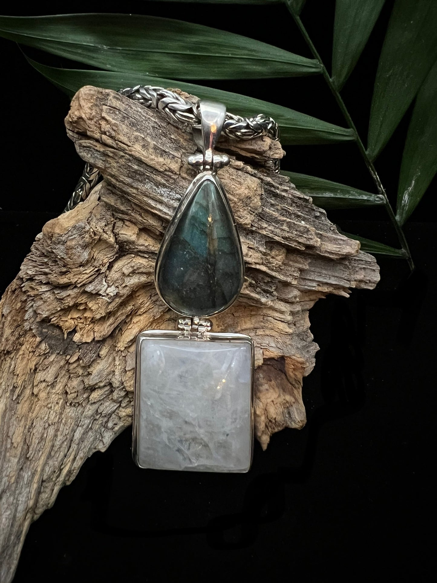 Sterling Silver Labradorite & Moonstone Pendant